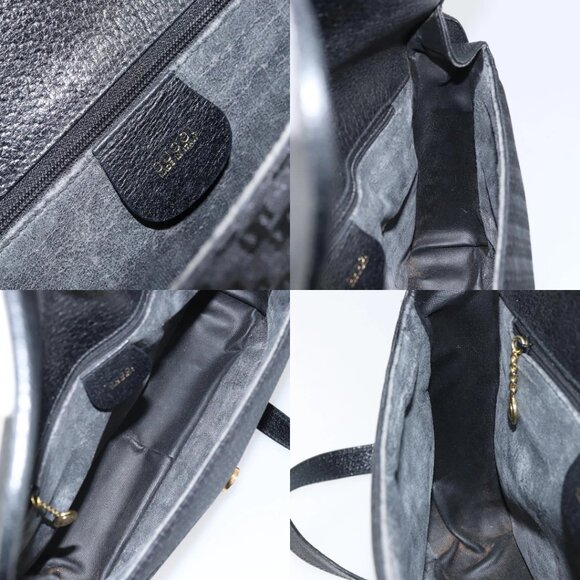 GUCCI Shoulder Bag Leather Canvas Black Gold 001 113 0613 Auth ep12275 - Picture 12 of 14